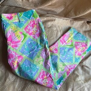 Lilly Pulitzer size 6 capri Pants Surf n Patch Crop Mid Rise‎  Cotton Stretch